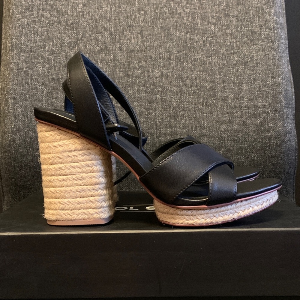 Sol Sana Black Espadrille Block Heel Sandals